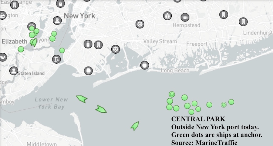 疫情导致纽约港和新泽西港罕见的积压