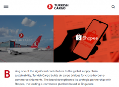 Shopee与航空货运公司Turkish Cargo加强战略合作伙伴关系