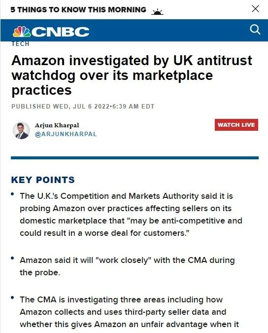 亚马逊在英国遭反垄断调查：偏袒自家服务，让第三方卖家处于劣势
