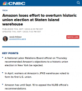 NLRB维持亚马逊美国首个工会投票结果
